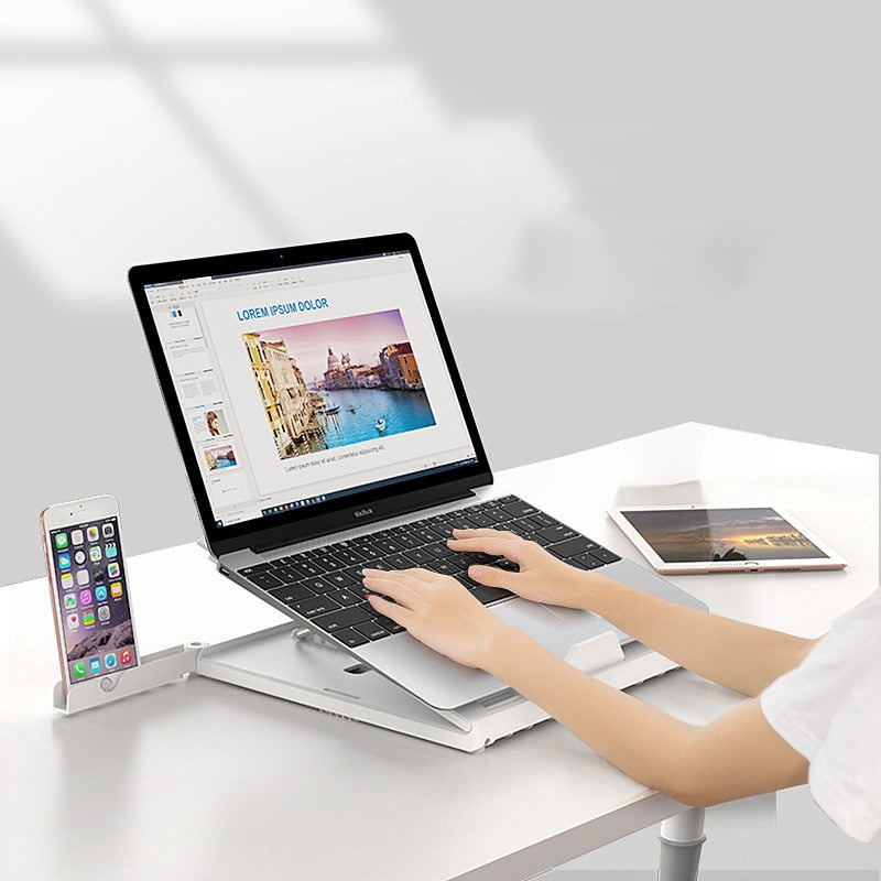 Adjustable Aluminum Laptop Stand for Desk & Monitor